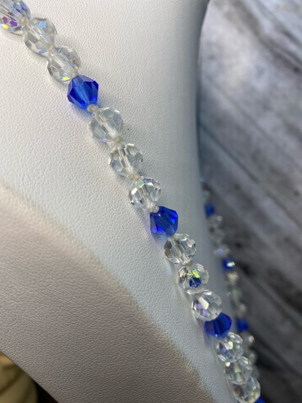 Crystal Vintage 24 inch Hand knotted with blue bicones Aprilsplace - Picture 3 of 6